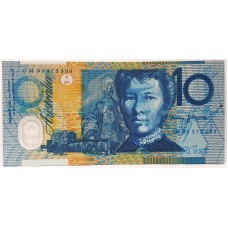 AUSTRALIA 1993 . TEN 10 DOLLAR BANKNOTE . ERROR . HEAVY WET INK TRANSFER